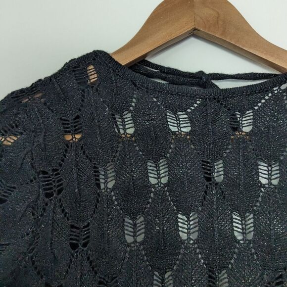 Finders Keepers Black Shimmer Open Back Dress Crochet - Picture 7 of 8